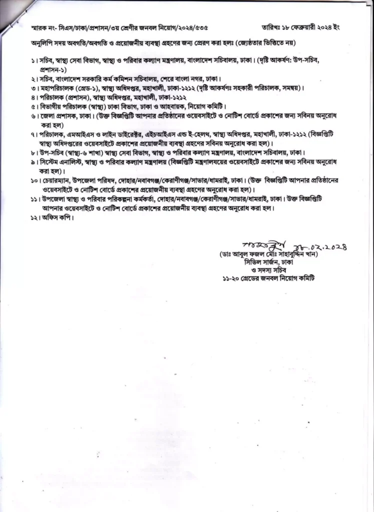 ঢাকা সিভিল সার্জন কার্যালয় নিয়োগ বিজ্ঞপ্তি ২০২৪ – Dhaka Civil Surgeon Office Job Circular 2024l, csdhaka.teletalk.com.bd Job Circular 2024